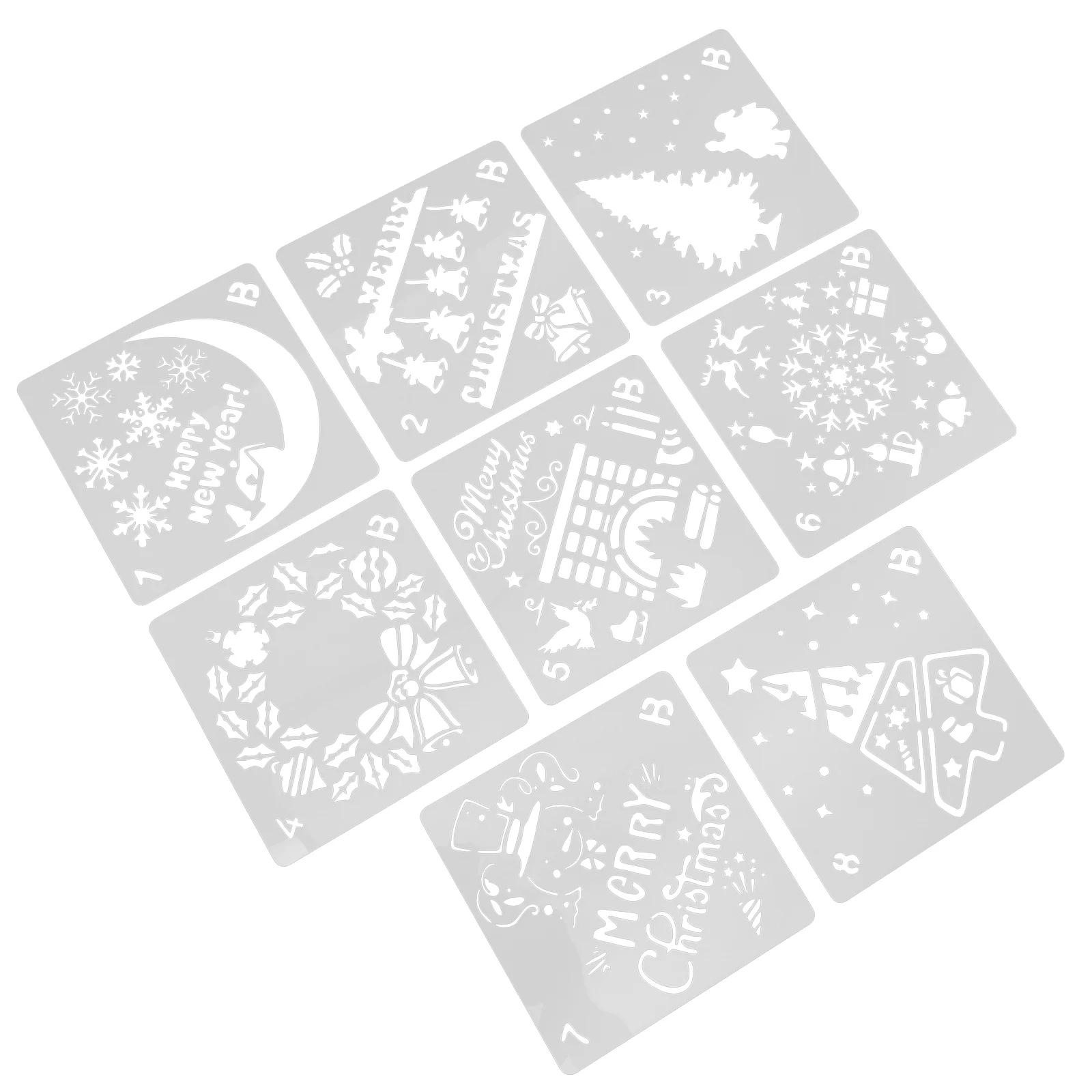 크리스마스 요소 패턴 스텐실 장식 스프레이 스텐실, 그래피티 스텐실 1 세트